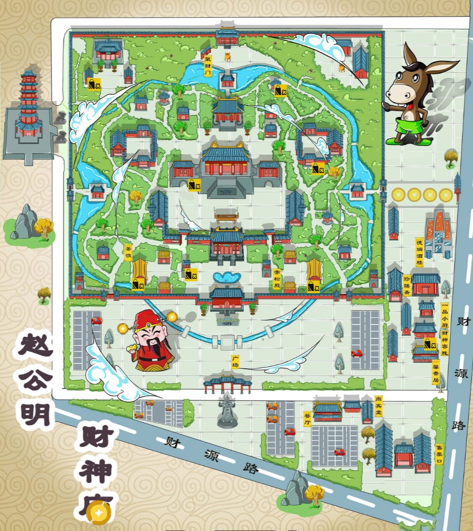 资阳寺庙类手绘地图